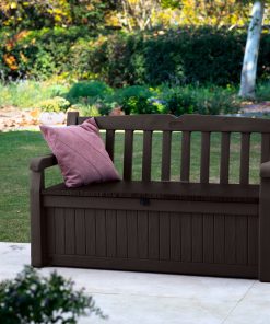 Keter Iceni 265L Wood Look Storage Bench in Brown