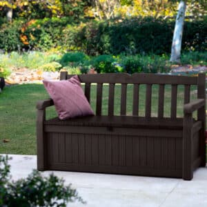 Keter Iceni 265L Wood Look Storage Bench in Brown