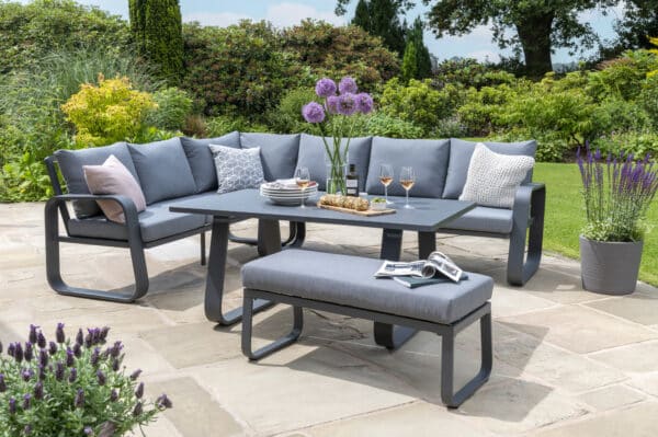 Norfolk Leisure Babingley Garden Corner Sofa with High Dining Table