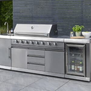 Norfolk Grills ABSOLUTE PRO Outdoor Kitchen 6 Burner Gas BBQ With Side Burner + Fridge and Sink