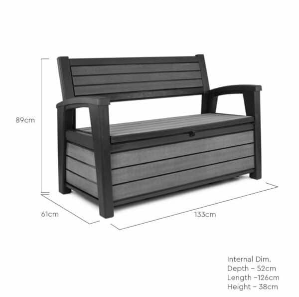 Keter Hudson 227L Storage Bench Duotech in Grey