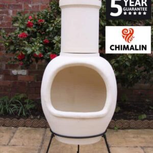 ASTERIA extra-large chimenea made of Chimalin AFC, inc lid & stand, natural clay