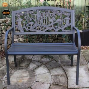 Steel framed cast iron bench with fairies