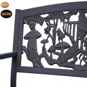 Steel framed cast iron bench with fairies