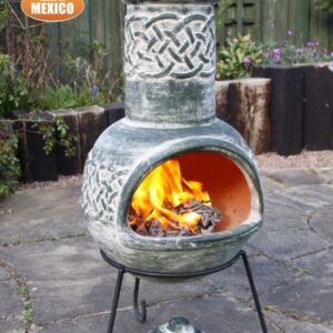 Edyth Mexican chimenea Celtic theme including stand and lid