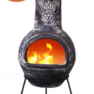 Wulfryc stylised wolf Mexican chimenea Charcoal colour Celtic theme including stand and lid