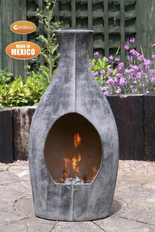 Medium BOTELLA Mexican chimenea contemporary look charcoal grey