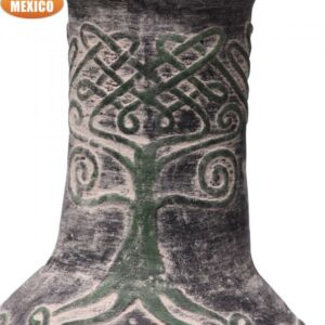 Derwyn The Tree Mexican chimenea green tree on charcoal Celtic theme including stand and lid