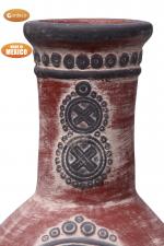 Azteca XL Mexican Chimenea in red with grey mouth and top