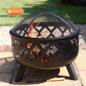 Tara Steel Firebowl with criss-cross design