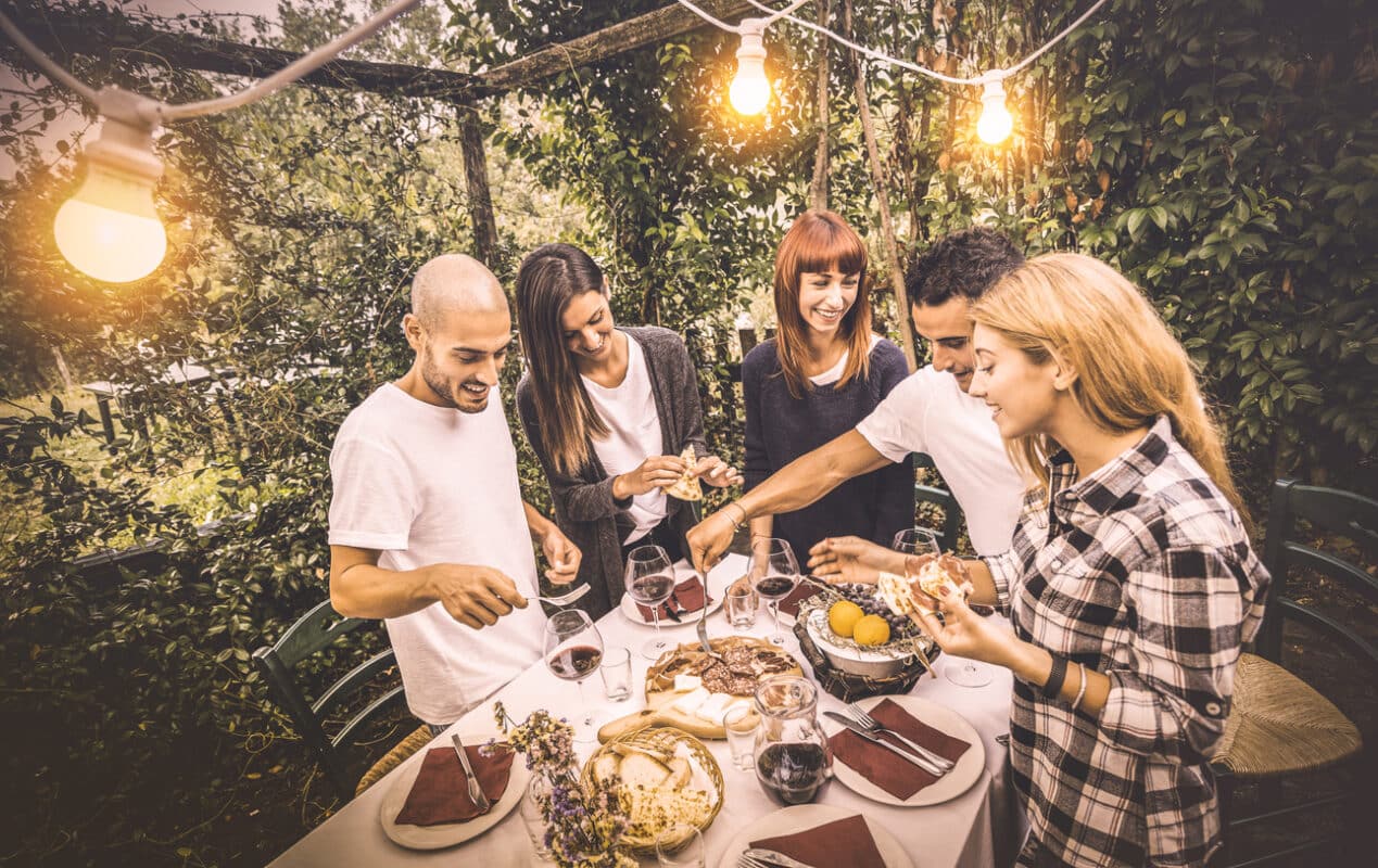 Alfresco dining in garden