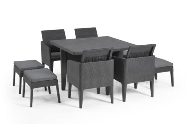 Keter Santiago 9 Piece Outdoor Dining Set in Grey