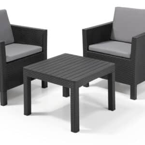 Keter Chicago 2 Seat Outdoor Balcony Set in Grey