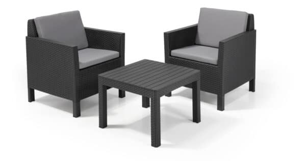 Keter Chicago 2 Seat Outdoor Balcony Set in Grey