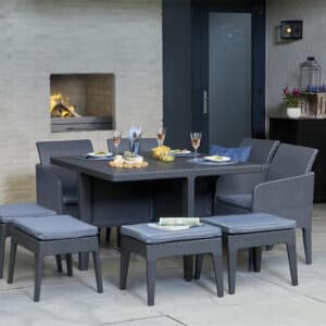 Keter Santiago 9 Piece Outdoor Dining Set in Grey