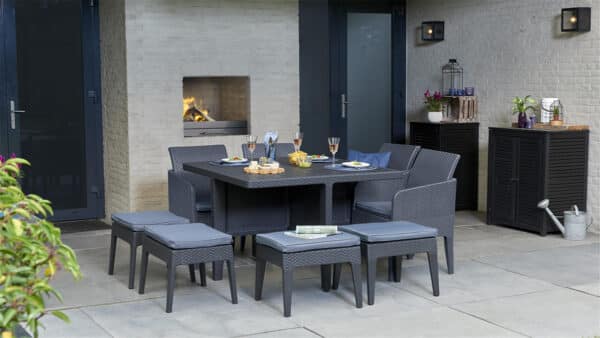 Keter Santiago 9 Piece Outdoor Dining Set in Grey