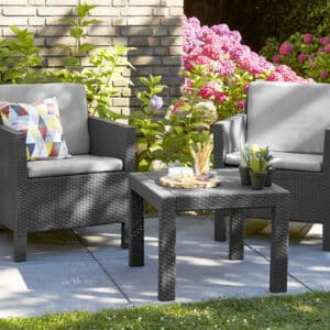 Keter Chicago 2 Seat Outdoor Balcony Set in Grey