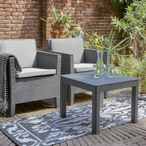 Keter Chicago 2 Seat Outdoor Balcony Set in Grey