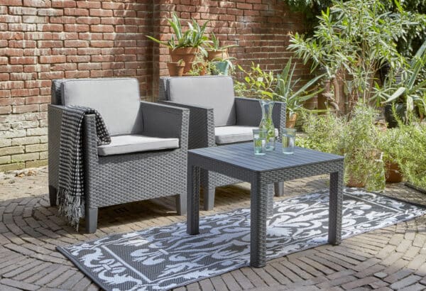 Keter Chicago 2 Seat Outdoor Balcony Set in Grey