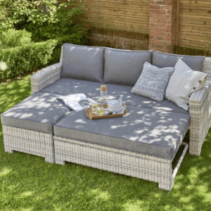 Norfolk Leisure Oxborough Outdoor Pull Out Lounge Sofa in Grey