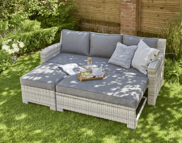 Norfolk Leisure Oxborough Outdoor Pull Out Lounge Sofa in Grey