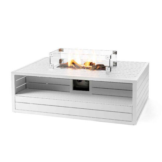 Happy Cocoon Aluminium Rectangular White Cocoon inc Burner and Glass Screen