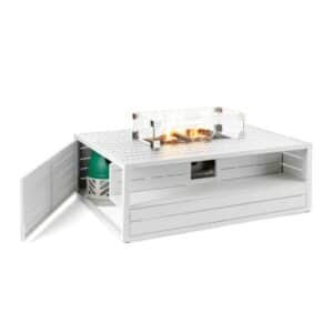 Happy Cocoon Aluminium Rectangular White Cocoon inc Burner and Glass Screen