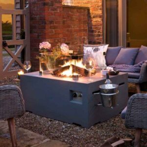 Happy Cocoon Rectangular Fire Pit in Grey