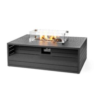 Happy Cocoon Aluminium Rectangular Anthracite Cocoon inc Burner and Glass Screen