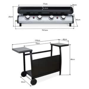 Callow 4 Burner Gas Griddle and Plancha with Stand and Side Tables