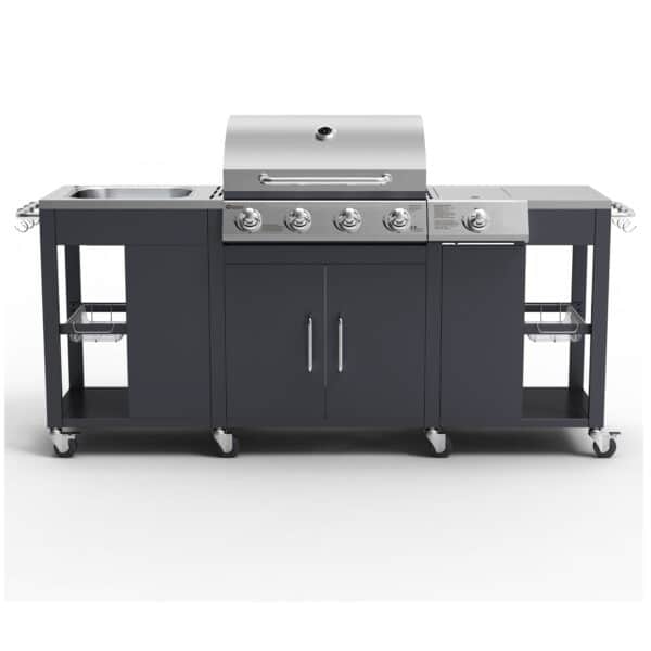 Tepro Petersburg Outdoor Kitchen with 4 Burner Gas Grill, Side Burner and Sink