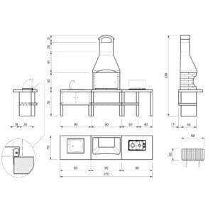 Palazzetti Ariel Outdoor BBQ Kitchen with Twin Gas Hob and Sink