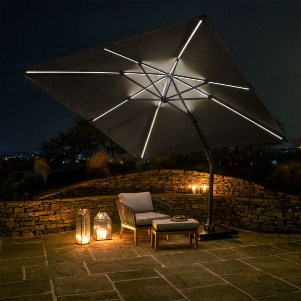 Pacific Lifestyle Glow Challenger T2 3m Square Anthracite Parasol