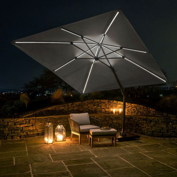 Glow Challenger T2 3m Square Luna Grey Parasol