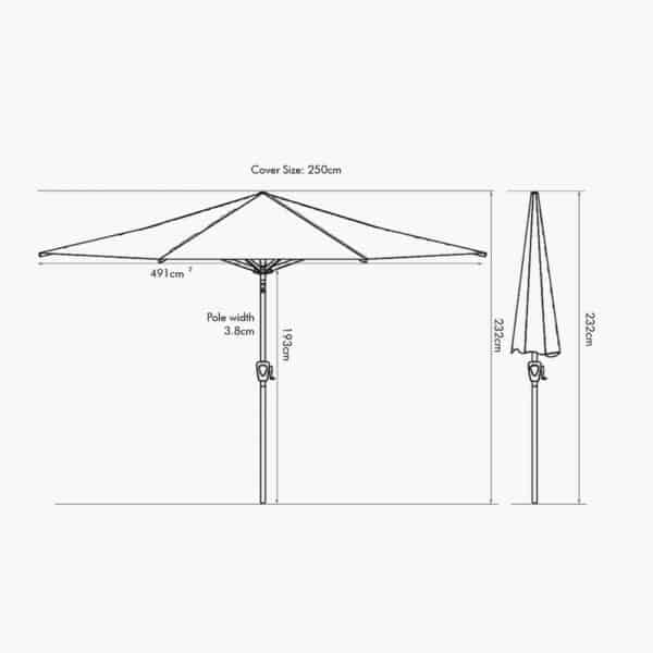 Pacific Lifestyle Riva 2.5m Round Anthracite Parasol