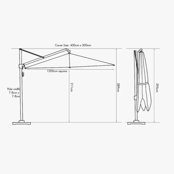 Pacific Lifestyle Icon Premium T1 4mx3m Oblong Faded Black Parasol