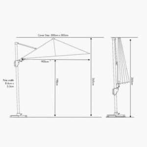 Pacific Lifestyle Challenger T2 3m Square Olive Parasol