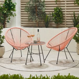 Pacific Lifestyle Pink PU Rio 3 Piece Bistro Set