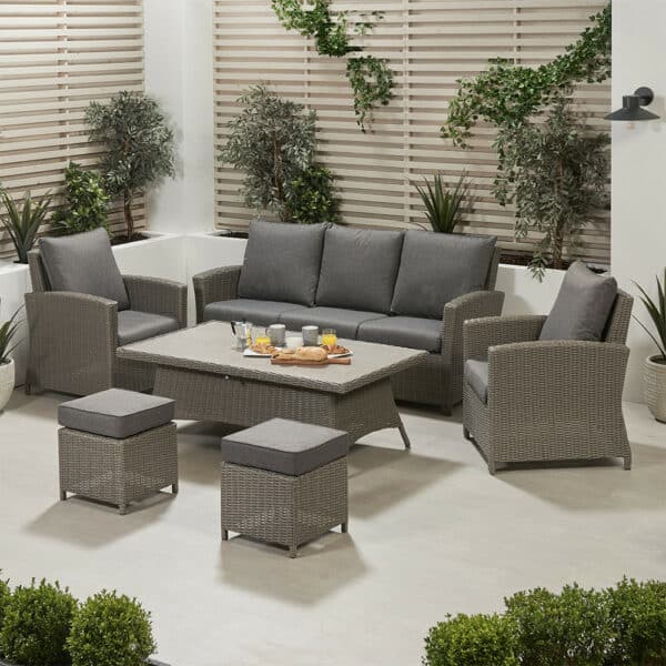 Pacific Lifestyle Slate Grey Barbados 3 Seater Lounge Set with Ceramic Top