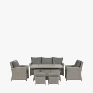 Pacific Lifestyle Slate Grey Barbados 3 Seater Lounge Set with Ceramic Top and Fire Pit