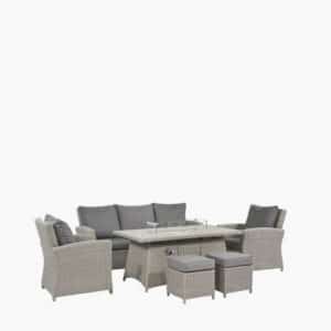 Pacific Lifestyle Slate Grey Barbados 3 Seater Lounge Set with Ceramic Top and Fire Pit