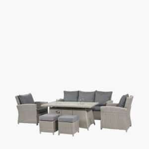 Pacific Lifestyle Slate Grey Barbados 3 Seater Lounge Set with Ceramic Top and Fire Pit