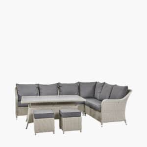 Pacific Lifestyle Stone Grey Antigua Corner Set with Ceramic Top