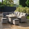 Pacific Lifestyle Stone Grey Antigua Corner Set with Ceramic Top and Fire Pit