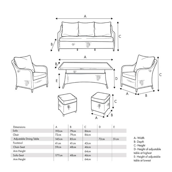 Pacific Lifestyle Stone Grey Antigua Lounge Set with Ceramic Top