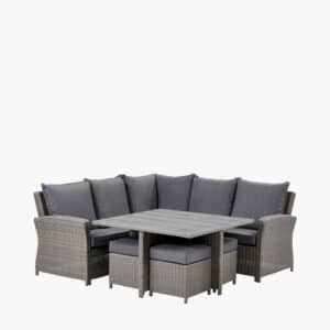 Pacific Lifestyle Slate Grey Barbados Square Corner Seating Set with Ceramic Top