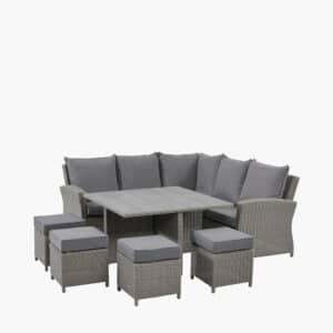 Pacific Lifestyle Slate Grey Barbados Square Corner Seating Set with Ceramic Top