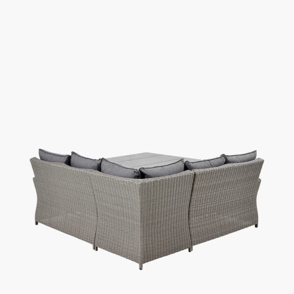 Pacific Lifestyle Slate Grey Barbados Square Corner Seating Set with Ceramic Top