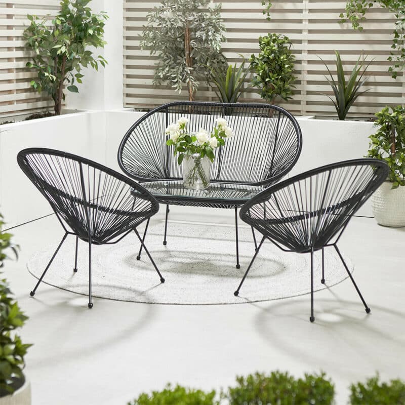 Pacific Lifestyle Black PU Rio 4 Piece Seating Set