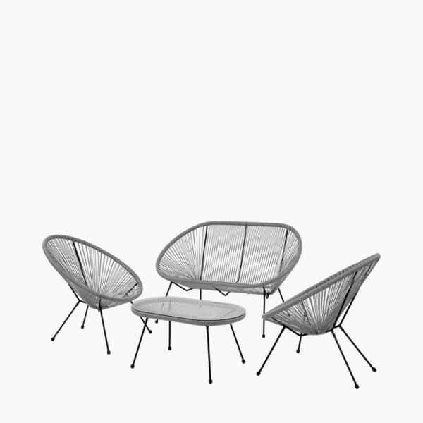 Pacific Lifestyle Grey PU Rio 4 Piece Seating Set